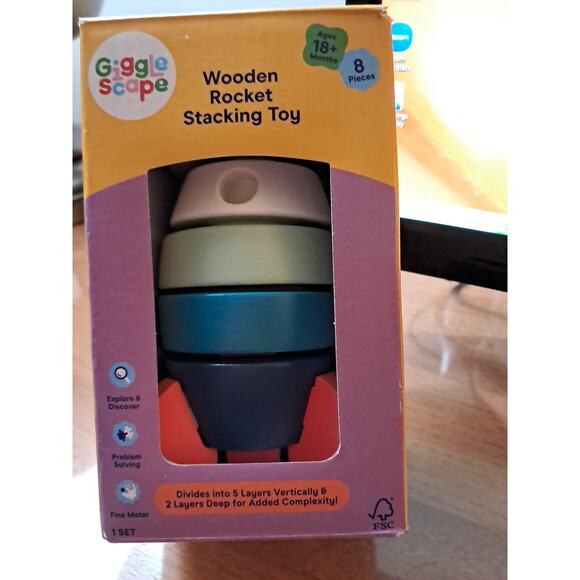 Copied - Giggle Scape Wooden Rocket Stacking Toy Ages 18+ Months - Picture 1 of 4